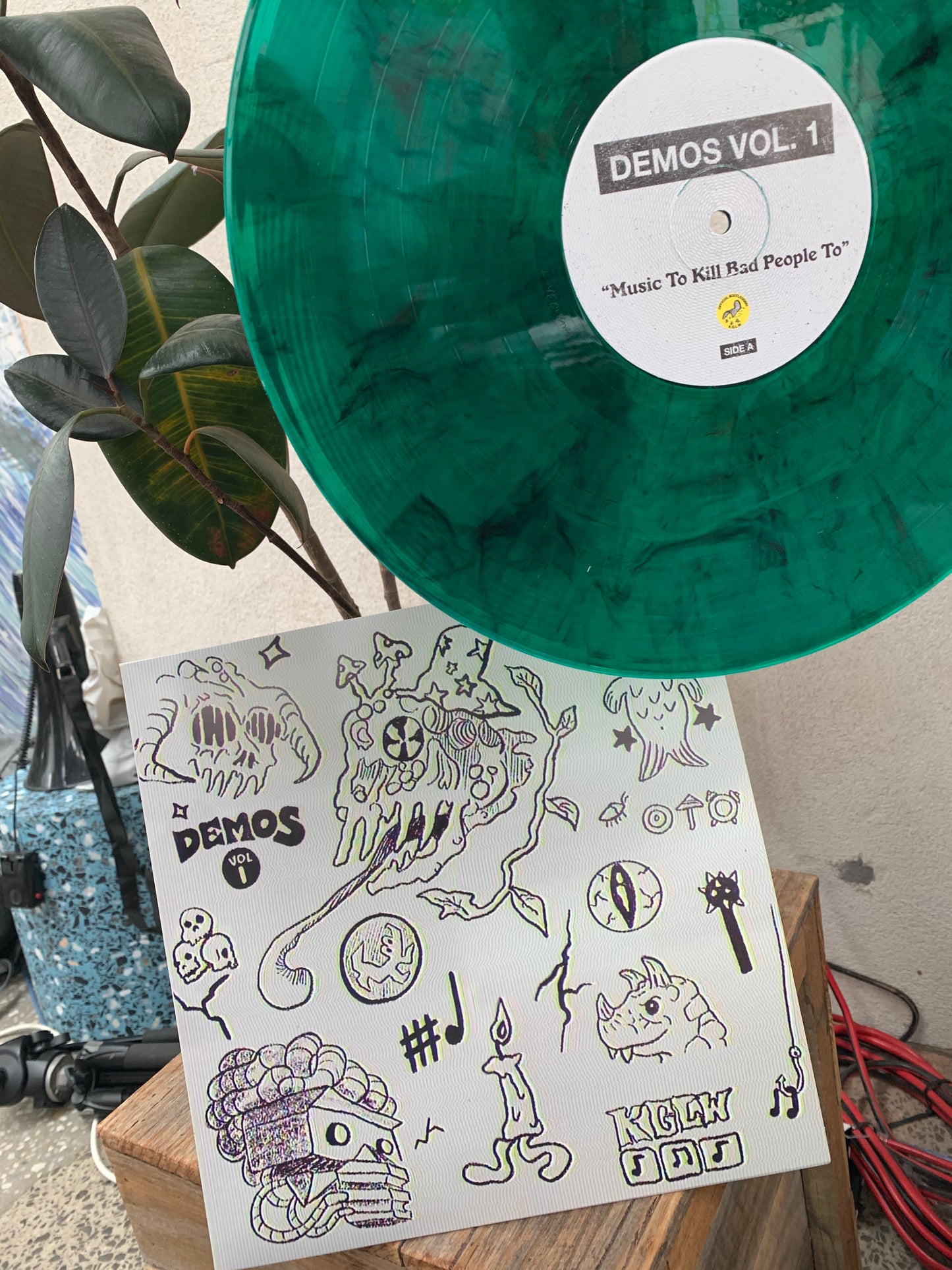 DEMOS VOL. 1. "Music To Kill Bad People To" Green w/ smoke 12" Vinyl (Bootleg by Magnetic South)